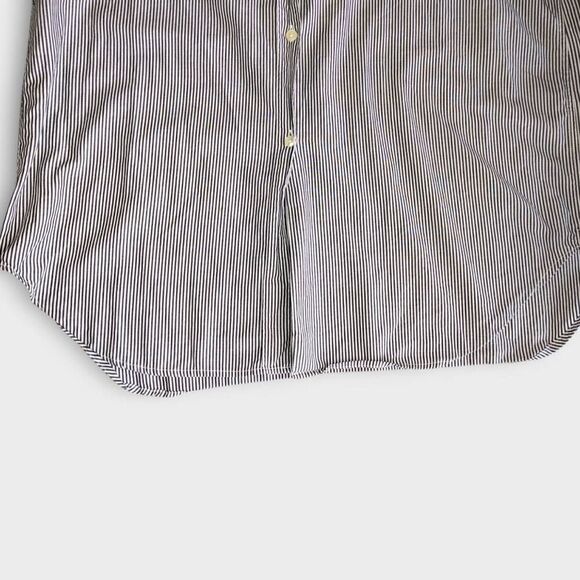 HOPE Womens Unravel Dress Sz 8 Navy Stripes‎ Button Front Collar Academia Casual - Picture 6 of 11